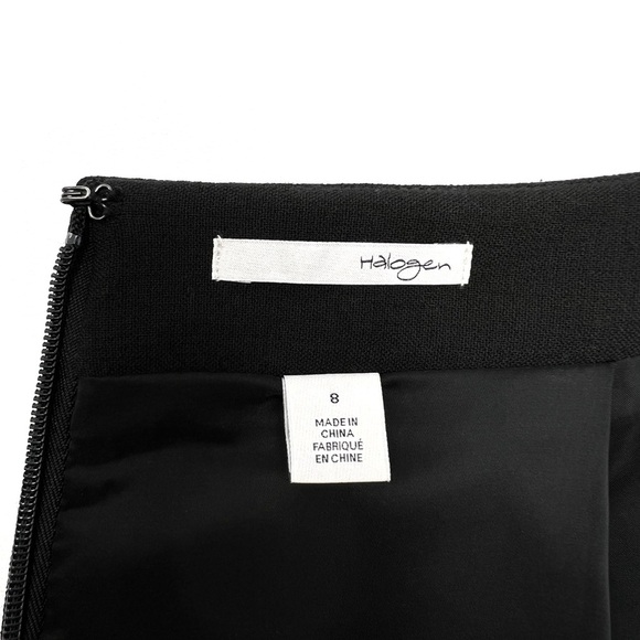Halogen Knee Length A-Line Skirt Size 8 Black Career Professional Classic - Picture 4 of 7